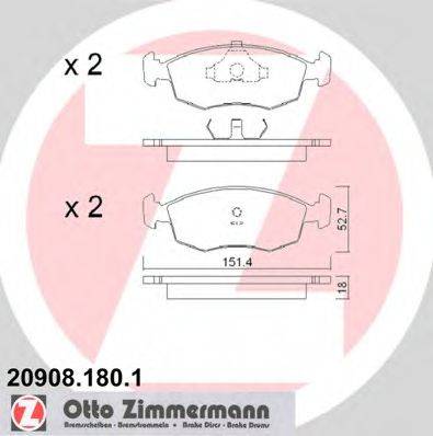 ZIMMERMANN 209081801 Комплект гальмівних колодок, дискове гальмо