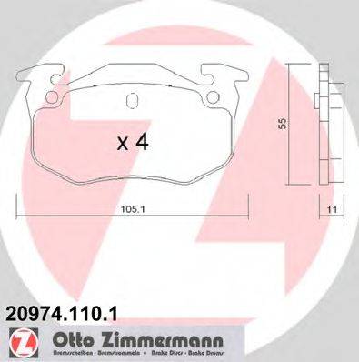 ZIMMERMANN 209741101 Комплект гальмівних колодок, дискове гальмо