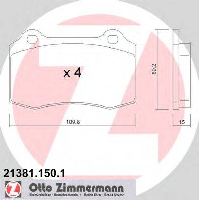 ZIMMERMANN 213811501 Комплект гальмівних колодок, дискове гальмо