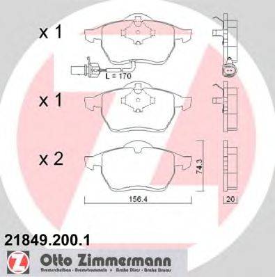 ZIMMERMANN 218492001 Комплект гальмівних колодок, дискове гальмо