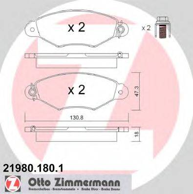 ZIMMERMANN 219801801 Комплект гальмівних колодок, дискове гальмо