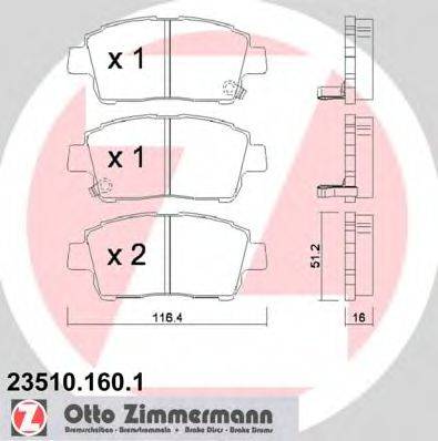 ZIMMERMANN 235101601 Комплект гальмівних колодок, дискове гальмо