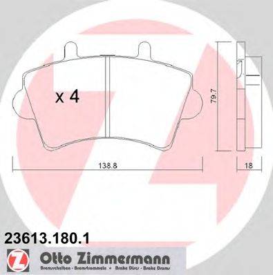 ZIMMERMANN 236131801 Комплект гальмівних колодок, дискове гальмо