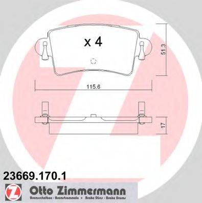 ZIMMERMANN 236691701 Комплект гальмівних колодок, дискове гальмо