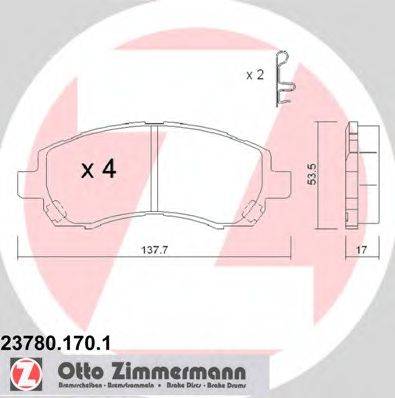 ZIMMERMANN 237801701 Комплект гальмівних колодок, дискове гальмо