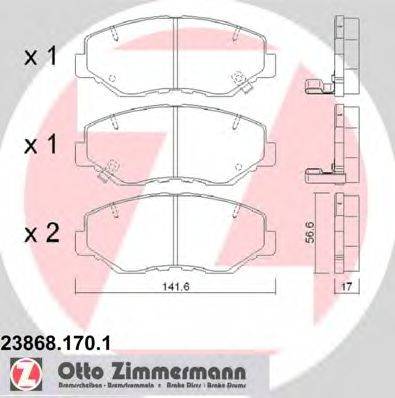 ZIMMERMANN 238681701 Комплект гальмівних колодок, дискове гальмо