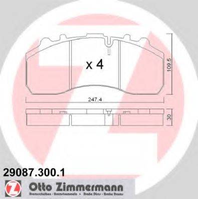 ZIMMERMANN 290873001 Комплект гальмівних колодок, дискове гальмо