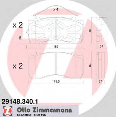 ZIMMERMANN 291483401 Комплект гальмівних колодок, дискове гальмо