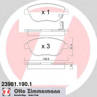 ZIMMERMANN 239811901 Комплект гальмівних колодок, дискове гальмо