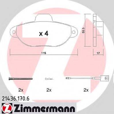 ZIMMERMANN 214361706 Комплект гальмівних колодок, дискове гальмо