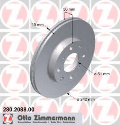 ZIMMERMANN 280208800 гальмівний диск