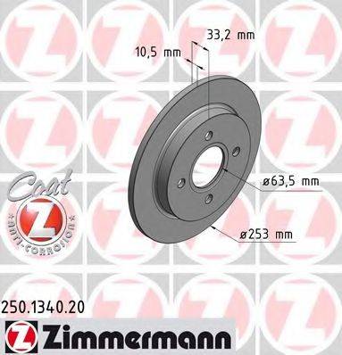 ZIMMERMANN 250134020 гальмівний диск