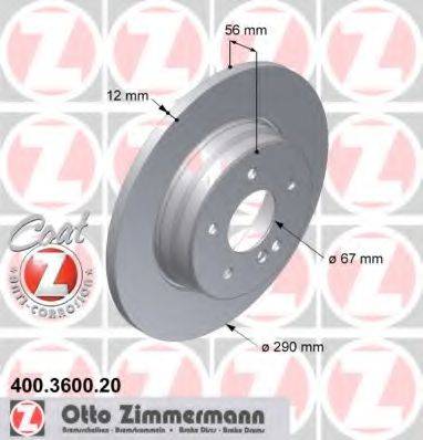 ZIMMERMANN 400360020 гальмівний диск