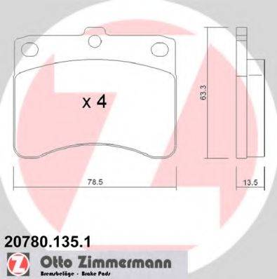 ZIMMERMANN 207801351 Комплект гальмівних колодок, дискове гальмо