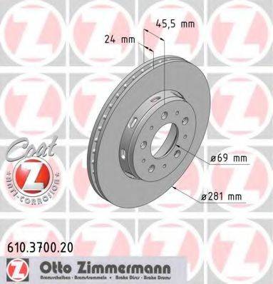 ZIMMERMANN 610370020 гальмівний диск