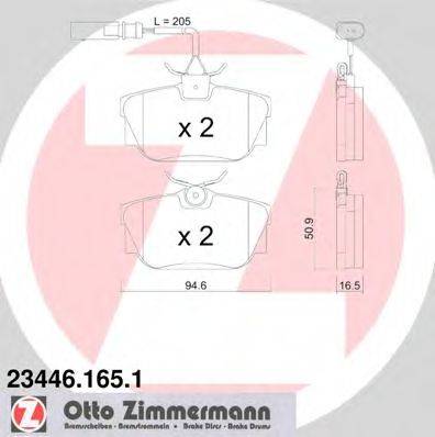 ZIMMERMANN 234461651 Комплект гальмівних колодок, дискове гальмо