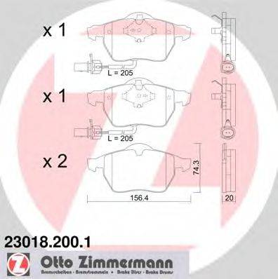 ZIMMERMANN 230182001 Комплект гальмівних колодок, дискове гальмо