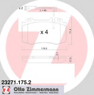 ZIMMERMANN 232711752 Комплект гальмівних колодок, дискове гальмо