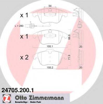 ZIMMERMANN 247052001 Комплект гальмівних колодок, дискове гальмо