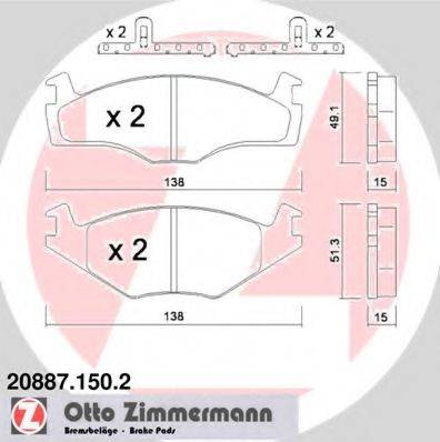 ZIMMERMANN 208871502 Комплект гальмівних колодок, дискове гальмо