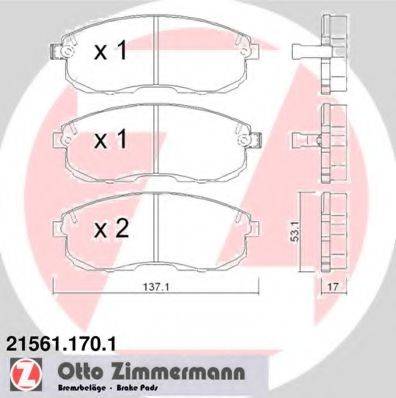 ZIMMERMANN 215611701 Комплект гальмівних колодок, дискове гальмо