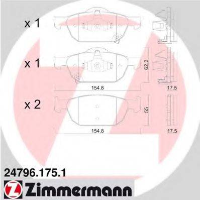ZIMMERMANN 247961751 Комплект гальмівних колодок, дискове гальмо
