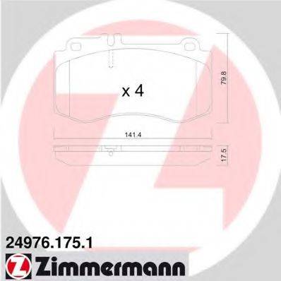 ZIMMERMANN 249761751 Комплект гальмівних колодок, дискове гальмо