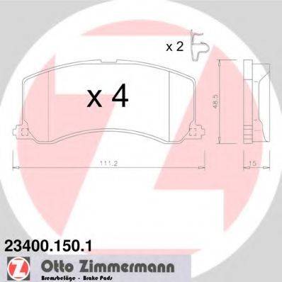 ZIMMERMANN 234001501 Комплект гальмівних колодок, дискове гальмо