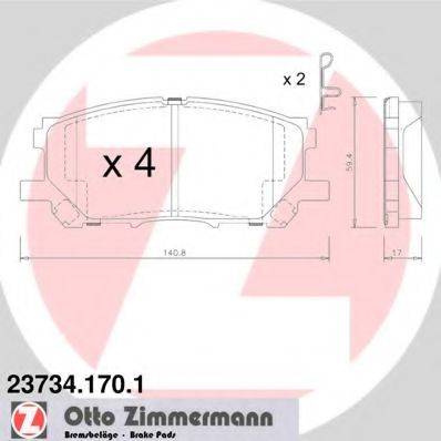 ZIMMERMANN 237341701 Комплект гальмівних колодок, дискове гальмо
