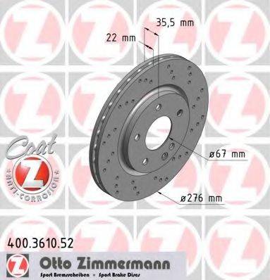 ZIMMERMANN 400361052 гальмівний диск