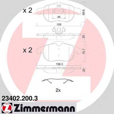 ZIMMERMANN 234022003 Комплект гальмівних колодок, дискове гальмо