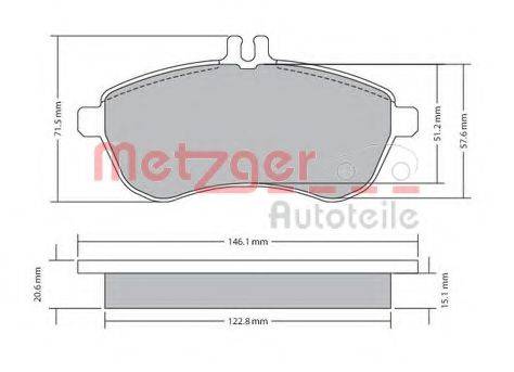 METZGER 1170046 Комплект гальмівних колодок, дискове гальмо
