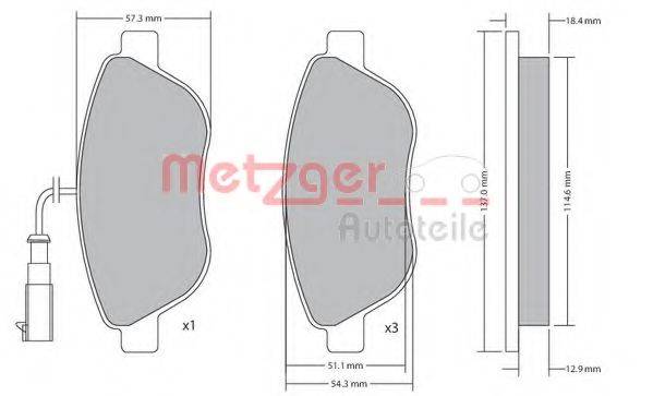 METZGER 1170185 Комплект гальмівних колодок, дискове гальмо