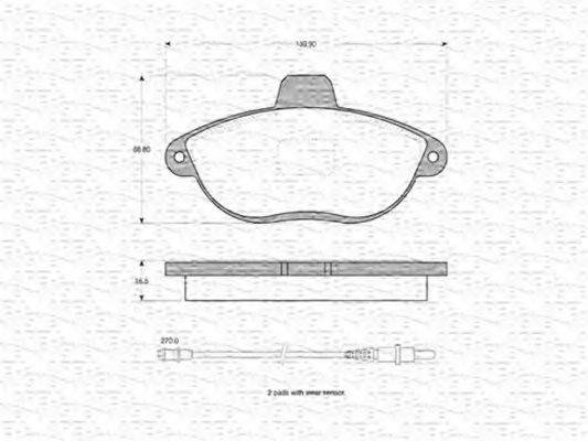 MAGNETI MARELLI 363702160350 Комплект гальмівних колодок, дискове гальмо